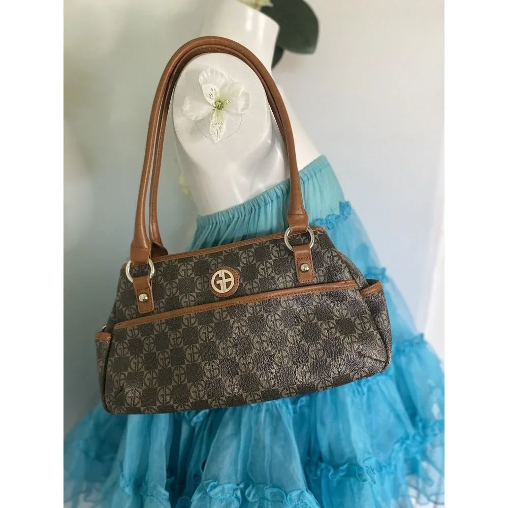 Giani Bernini Women’s Handbag Signature Satchel Jacquard Fabric Trim Vintage EUC